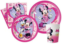 Ciao AZ004 Party Tableware Set Disney Minnie Junior People (112 pcs Ø23cm, Plates Ø20cm, 24 Cups, 40 Napkins), Pink