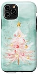 iPhone 11 Pro Aesthetic Pink Christmas Tree Watercolor Holiday Xmas Mint Case