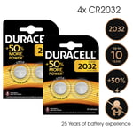 4 x Duracell CR2032 3V Lithium Coin Cell Battery 2032 button DL2032 SB-T15 NEW