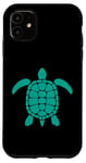 Coque pour iPhone 11 Joli motif floral tortue de mer bleu marine corail et coquillage