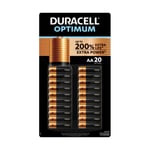 Duracell AA Batteries 1.5V Optimum Up To 200% Extra Life Extra Power 20 Pack