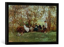 Kunst für Alle 'Encadré Image de Ilya Efimovich Repin sur Un Banc de Gazon, d'art dans Le Cadre de Haute qualité Photos Fait Main, 60 x 40 cm, Noir Mat