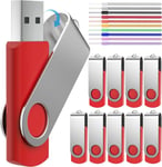 512Mb Cle Usb Lot De 10 Disque Flash Usb - Clef Usb 512 Mo Petite Capacité 10 Pièce Rotatif Disque Flash Usb Pendrives - Rouge Clé Usb 2.0 Mémoire Stick Avec Cordes By[Q1330]