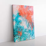 Big Box Art Day of My Heart in Abstract Canvas Wall Art Print Ready to Hang Picture, 76 x 50 cm (30 x 20 Inch), Turquoise, Grey, Orange, Beige, Turquoise