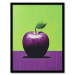 Purpapple on Green Surreal Vibrant Lime Purple Apple Kitchen Painting Art Print Framed Poster Wall Decor