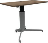 ZenRise, Enkeltben hæve-/sænkebord, firkantet, mørk natur/sølv, H120x120x60 cm, valnød