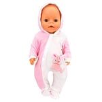 COSDOLL Vêtements de poupée pour poupées de bébé 35-40 cm, grenouillères vêtements pour poupées filles (lapin rose)