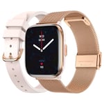 ECHO Rainbow Nano - Montre Connectée Femme AMOLED 1.83'' Or Rose - Appel Bluetooth/Sans fil & Capteurs Santé - Modes sport avec coach - 2 Bracelets Métal & Gomme - Mini, légère & étanche - Android/Ios