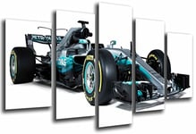 Tableau Moderne Photographique, Impression sur bois, Mercedes Formule 1 voiture, Hamilton, Bottas 2017, 165 x 62 cm, ref. 26559