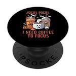 Halloween Coffee Lover Hocus Pocus I Need Coffee To Focus PopSockets Adhesive PopGrip