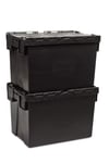 2 x Curver Shatterproof Tuff Crate Black Tools Storage Box Home Workshop - 55L