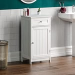 Bath Vida 1-Door 1-Drawer Floor Standing Cabinet Drawer/Unit Storage Bathroom Cupboard, Wood, White