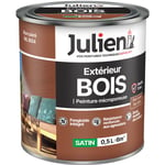 Julien - Peinture Bois Microporeux Extérieur Satin - Portes, fenêtres, portails, mobilier de jardin - Brun Cuivre 0,5 l