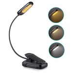 Liseuse 16 LED Liseuse Clip Lampe Rechargeable USB 9 Modes de Luminosité et 3 Températures de Couleur, Lampe Clip Flexible 360° pour Lit, Livre,