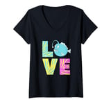 Womens Angler Fish Deep Sea Monster Love Anglerfish V-Neck T-Shirt