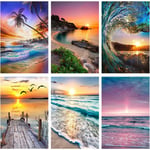 6-pack 5D diamantmålningssatser Full Drill Diamond Paintings Kit Hantverk för vuxna barn nybörjare, DIY Beach Diamond Painting Packs Gem Art  11.8x15.7in