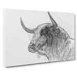 Stone Statue Of A Bull In Abstract Modern Art Canvas Wall Art Print Ready to Hang, Framed Picture for Living Room Bedroom Home Office Décor, 30x20 Inch (76x50 cm)