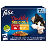 Felix Doubly Delicious 7+ Meat Cat Food 12x100g, Pack of 4