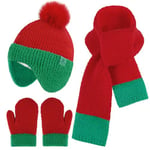 Bequemer Laden Bebe Enfants Hiver Bonnet Pompon Gants Mitaine Écharpe Ensemble avec Cache-Oreilles Chaud Cadeau pour 0 6 12 18 Mois 1 2 3 4 Ans Fille Garçon