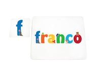 Little Helper LHV-FRANCO-COASTERANDPLACEMAT-15IT Dessous de verre et sets de table avec finition brillante, personnalisés pour garçons, nom Franco, multicolore, 21 x 30 x 2 cm