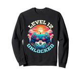 12 Year Old 12th Birthday Gift Level 12 Unlocked Gamer Sweatshirt