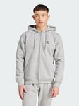 adidas Originals Trefoil Essentials Full-Zip Hoodie - Grey, Grey, Size L, Men