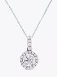 E.W Adams 18ct White Gold Diamond Claw Set Cluster Pendant Necklace, White Gold