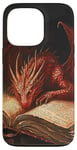 iPhone 13 Pro Aesthetic Gothic Red Dragon Reading Book Painting Bookish Case