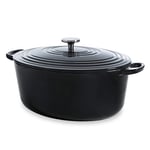 BK Cookware German Enamelled Iron, 32 cm/7.5 Litre Dutch Oven Casserole Dish with Lid, Induction, Dishwasher & Oven Safe, Black