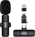 Micro Cravate Sans Fil, Mini Micro Cravate Pour Iphone Ipad/Android/Pc, Micro Sans Fil Professionnel Microphone Réduction Intelligente Du Bruit