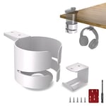 Ultimate Setup Porte-gobelet pour bureau, porte-gobelet, porte-bouteille, table, porte-gobelet, porte-gobelet de jeu (design O-C avec porte-casque, blanc)