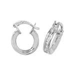 James Moore TH ER085W 9k White Gold Cubic Zirconia Hoop Jewellery