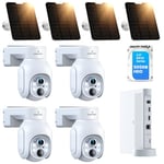 CAMCAMP 4MP PTZ Kit Caméra de Surveillance WiFi avec Panneau Solaire, Kit Vidéo Surveillance avec 10CH 500 Go NVR et 4X 4MP PTZ Caméras, Spotlight, Audio Bidirectionnel, Détection de Personne, IP66