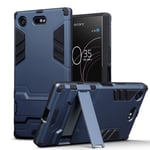 TERRAPIN Coque Xperia XZ1 Compact, Double Couche Étui Rigide avec Fonction Stand pour Sony Xperia XZ1 Compact Étui - Bleu Foncé