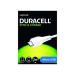 Duracell USB til Micro USB Kabel, 2 meter (Hvit)