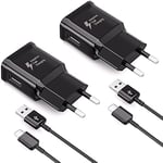 Chargeur 2-Pack avec Câble de Charge USB Type-C Câble de Charge Rapide pour Samsung Galaxy S8 S8+ S9+ S10 S10 Plus S10e A50 A51 A40 A30 A32 A42 5G, Chargeur Rapide de Remplacement d'origine