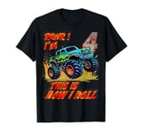 4 Year Old 4th Birthday kids Funny Monster Truck Car Gifts T-Shirt