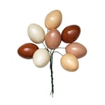 Glanslackade ägg i naturfärger för påsk & pyssel, 8 st. Pappersvadd m ståltråd
