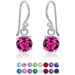 DTPsilver - Boucles doreilles Femme Rose - Swarovski - Boucles d Oreilles - Boucles doreilles Swarovski Femme - Boucle Oreille Femme Rose - Boucle d oreille Femme - Bijoux Fantaisie - Rose