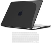 TECOOL Coque Compatible avec MacBook Pro 14 Pouces M4 M3 M2 M1 Pro/Max 2021-2024 (A3112 A3401 A3185 A2918 A2992 A2779 A2442), Coque Rigide en Plastique Fine et Protection Clavier (UE), Cristal Noir