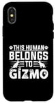 Coque pour iPhone X/XS Nom du chien Gizmo Cadeau personnalisé This Human Belongs To a Dog