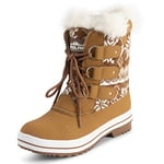 Polar Femmes Mid Rembourrée Thermique Semelle En Caoutchouc Imperméable L'hiver Neige Fausse Fourrure Bottes - Tan Carde - UK4/EU37 - YC0635