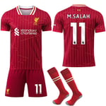 Liverpool Hemma Barn & Vuxen Fotbollströja 2024-2025 Med Sockor Nr. 11 M. SALAH 26 No.11 M.SALAH