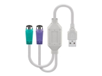 MicroConnect - Adapter för tangentbord/mus - PS/2 (hona) till USB (hane) - 30 cm - vit