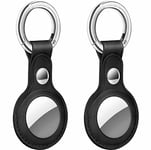 Orco 2 Pack Airtag Case With Keychain For Dog Pet, PU Leather Case for AirTags Key Finder, AirTags Case Cover, Compatible with Apple Air Tag Case Holder Keyring (Locator Tracker) (Black)