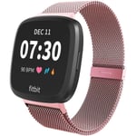 Metallisk justerbart ersättningsarmband magnetiska band kompatibla med Fitbit Versa/versa 2/versa Lite/se, flerfärgad Rose Gold Small