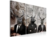 Bilde Deer In Suits 90x60 - Artgeist sp. z o. Lerretsbilder Grå,Hvit