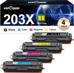 203X Cartouches De Toner Compatible Pour Hp 203X Cf540X 203A Toner Pour Laserjet Pro Mfp M281Fdw M281Fdn M280Nw M254Dw M254Nw Cf540X Cf541X Cf542X Cf543X (Noir Cyan Jaune Magenta, Pack De 4)