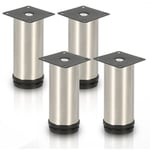 Swanew - Lot de 4 pieds de meuble, pied de table, meuble, inox, hauteur : 100 mm Diamètre : 40 mm Réglage en hauteur : + 15 mm