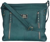 s.Oliver (Bags) Sporty Stud Shoulder Bag, sacs bandoulière femme - Vert - Grün (Grün 7958), 36x30x6 cm (B x H x T) EU